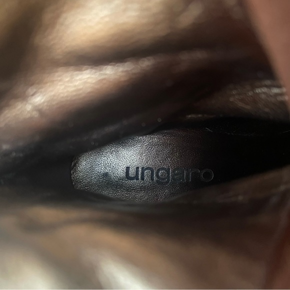 EMANUEL UNGARO Paris Cognac Suede & Leather Heeled Lace Up Boots EUR 39/US 8.5 - Picture 7 of 9